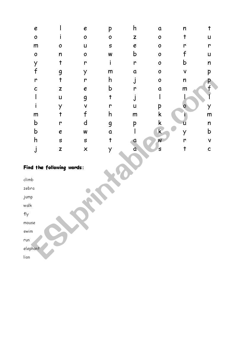 Animals and Activities worksheet