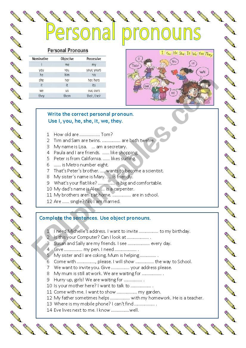 Personal Pronouns worksheet