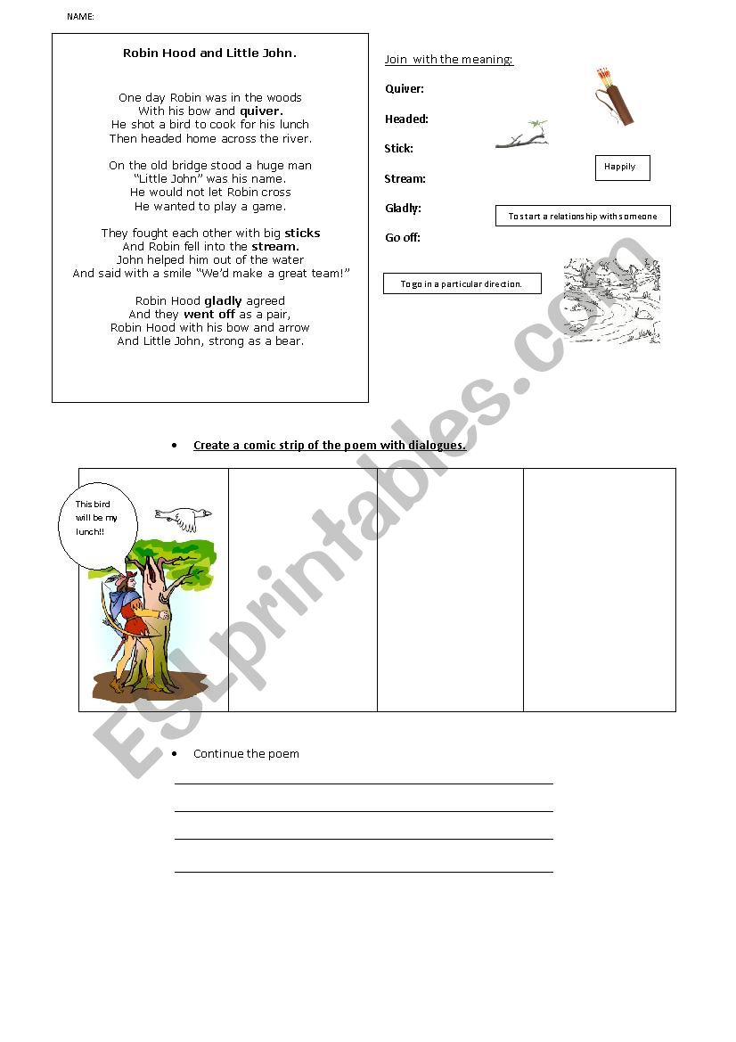 Robin Hood and Little John- Poem activity