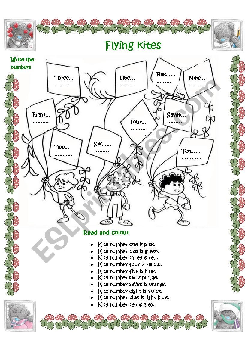 Flying kites worksheet