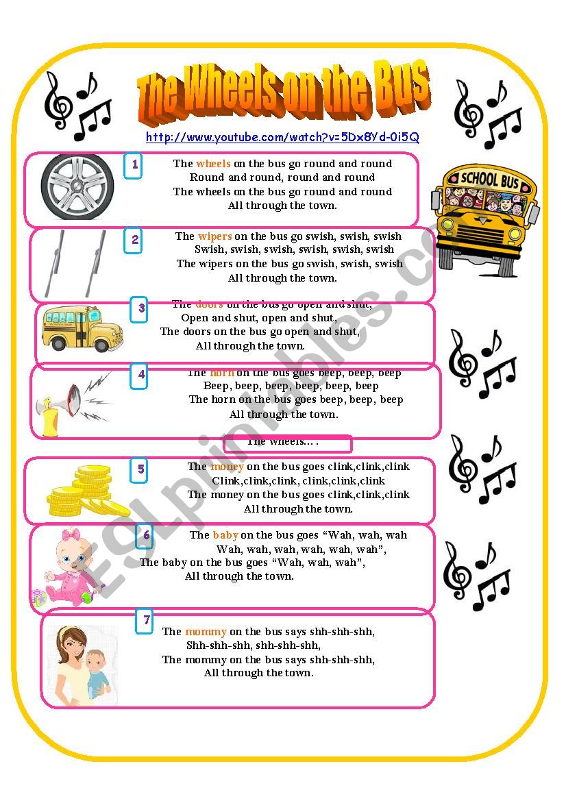 The wheels on the bus song worksheet