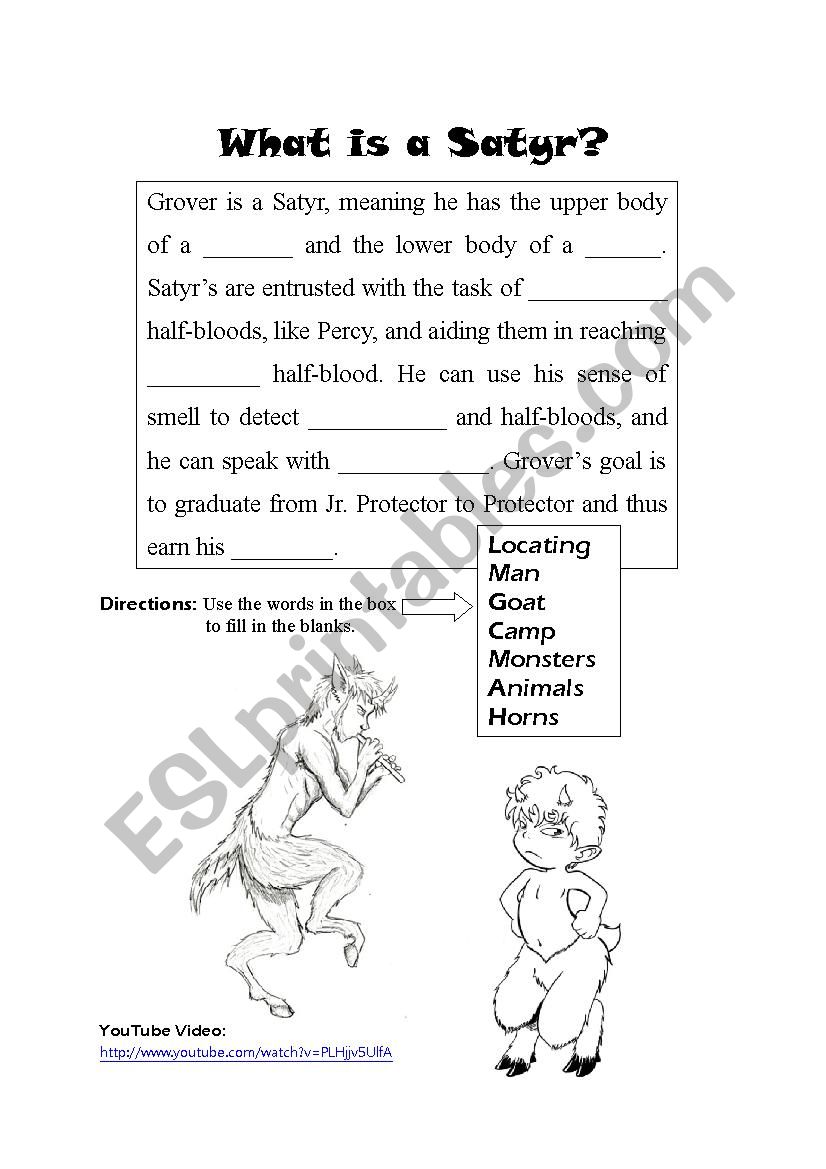 What is a Satyr? worksheet