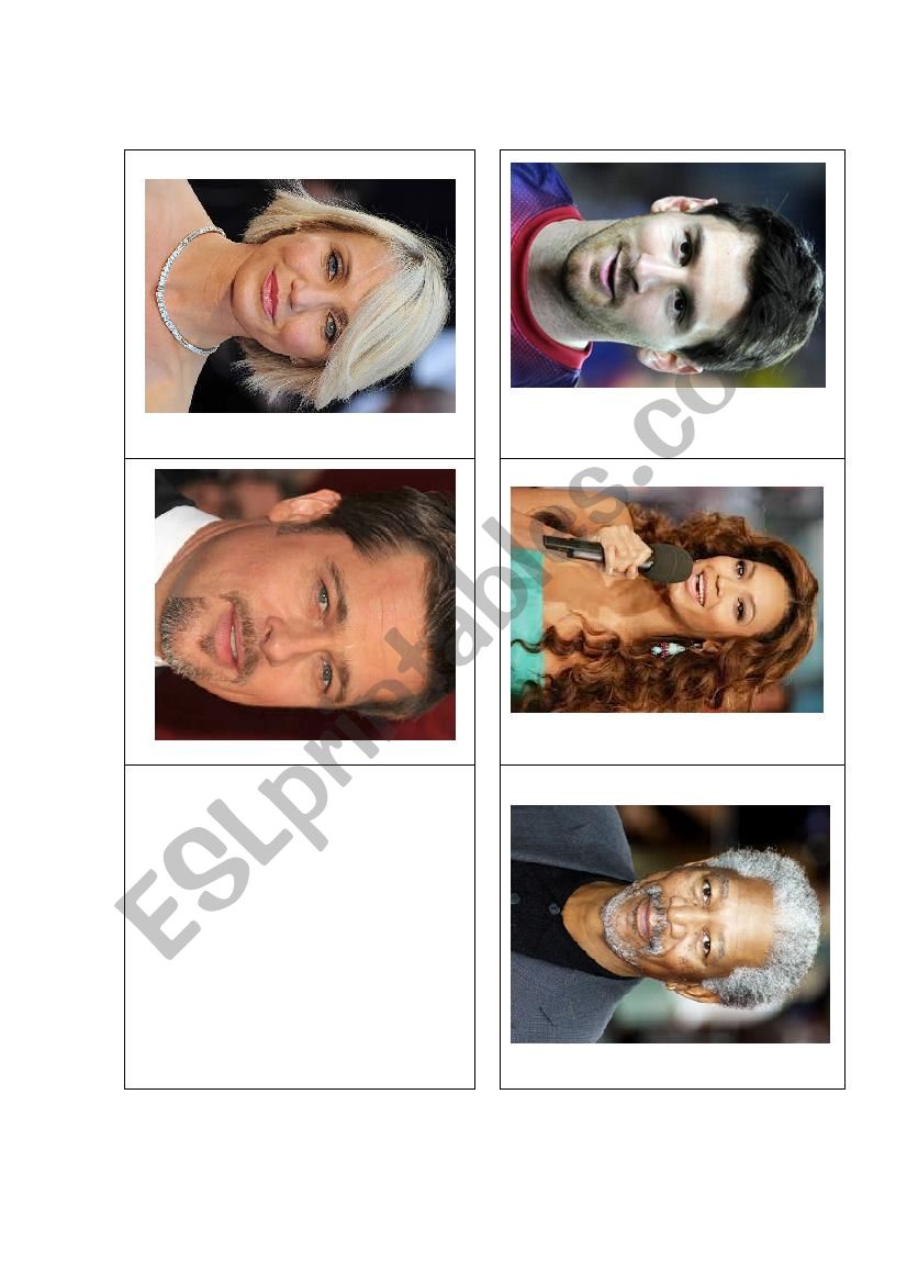 Celebrities memory game worksheet