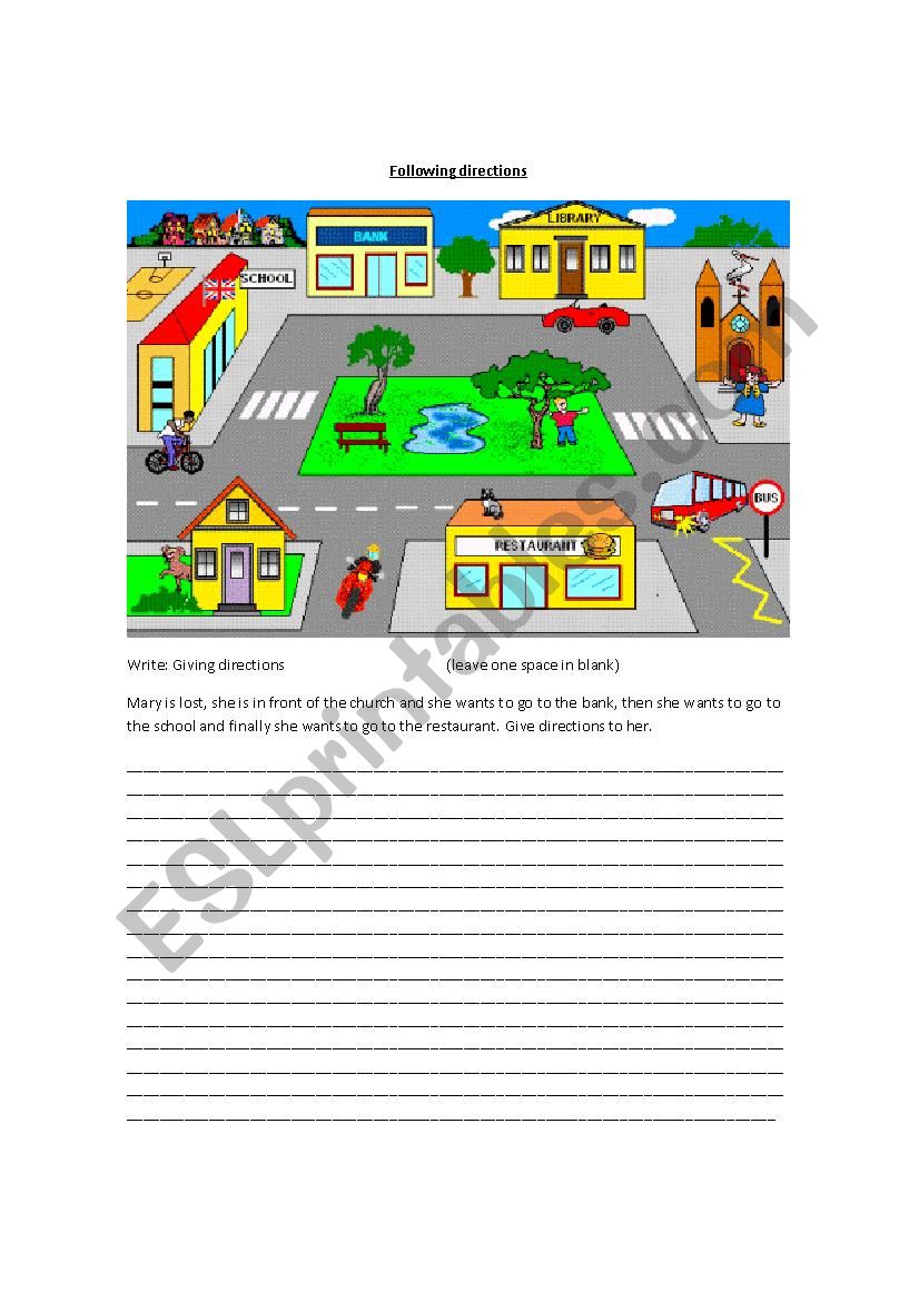 Directions and locations worksheet