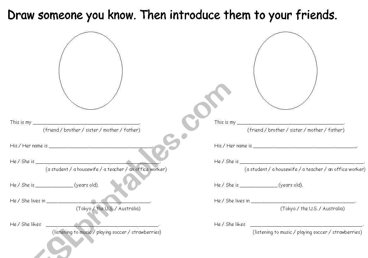 Draw and Tell worksheet
