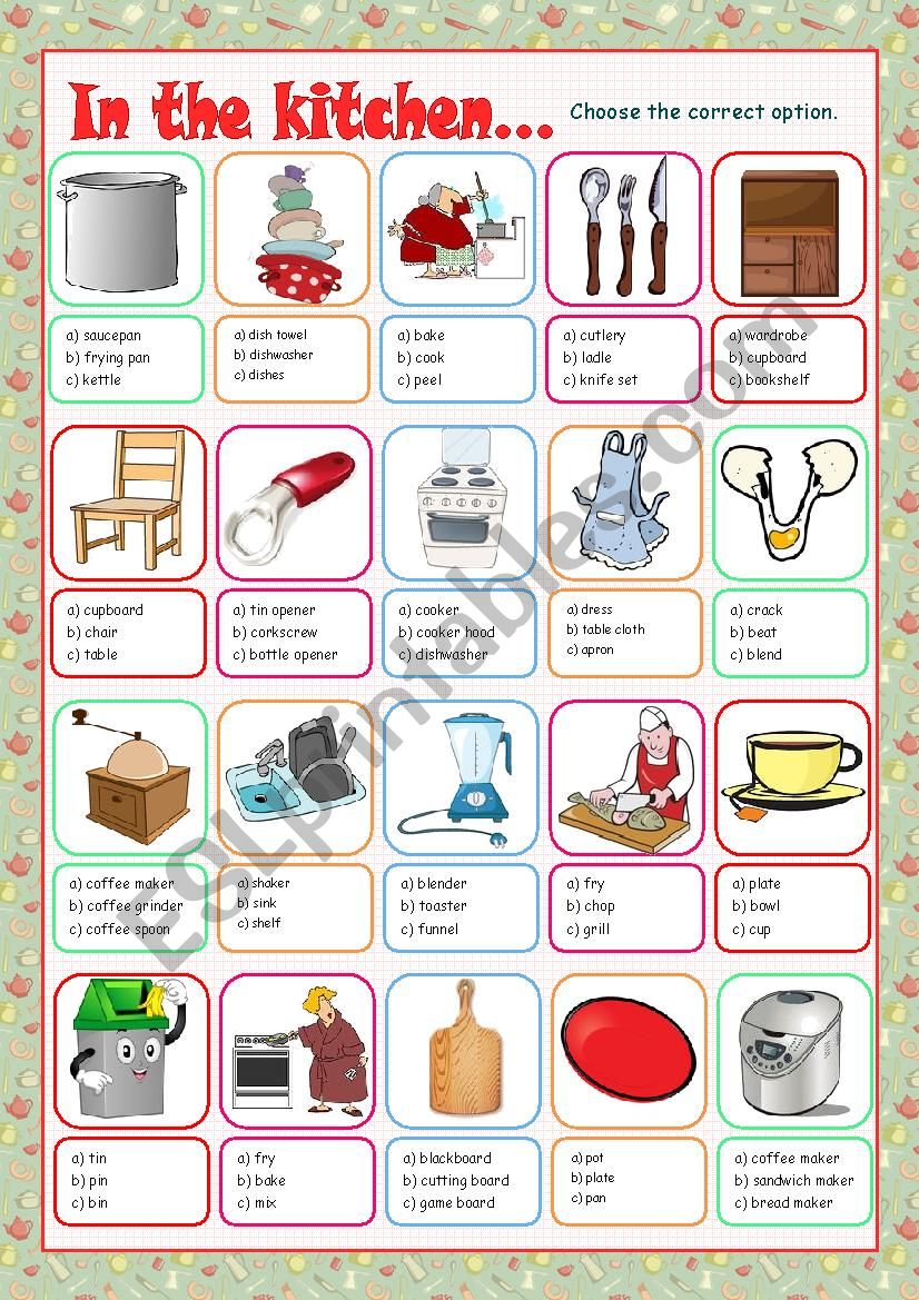 Kitchen (Multiple Choice) worksheet