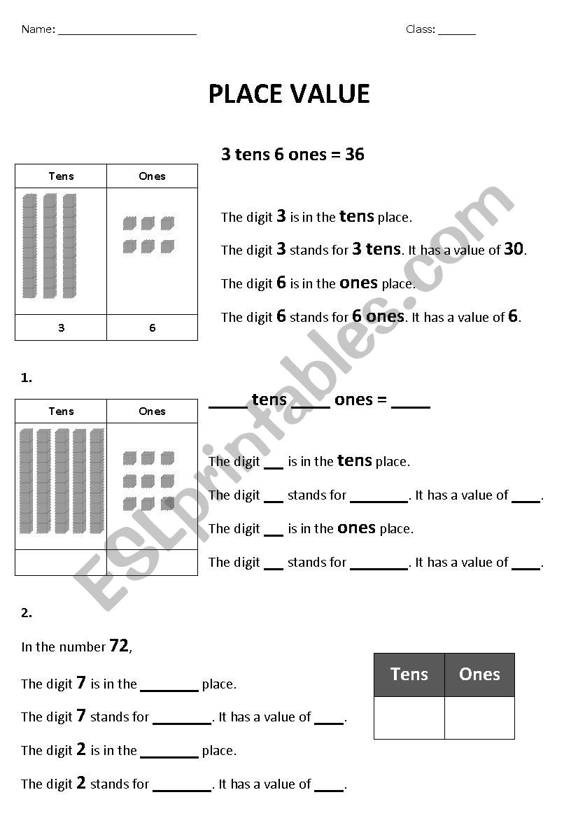 Place value practice - Ones and Tens