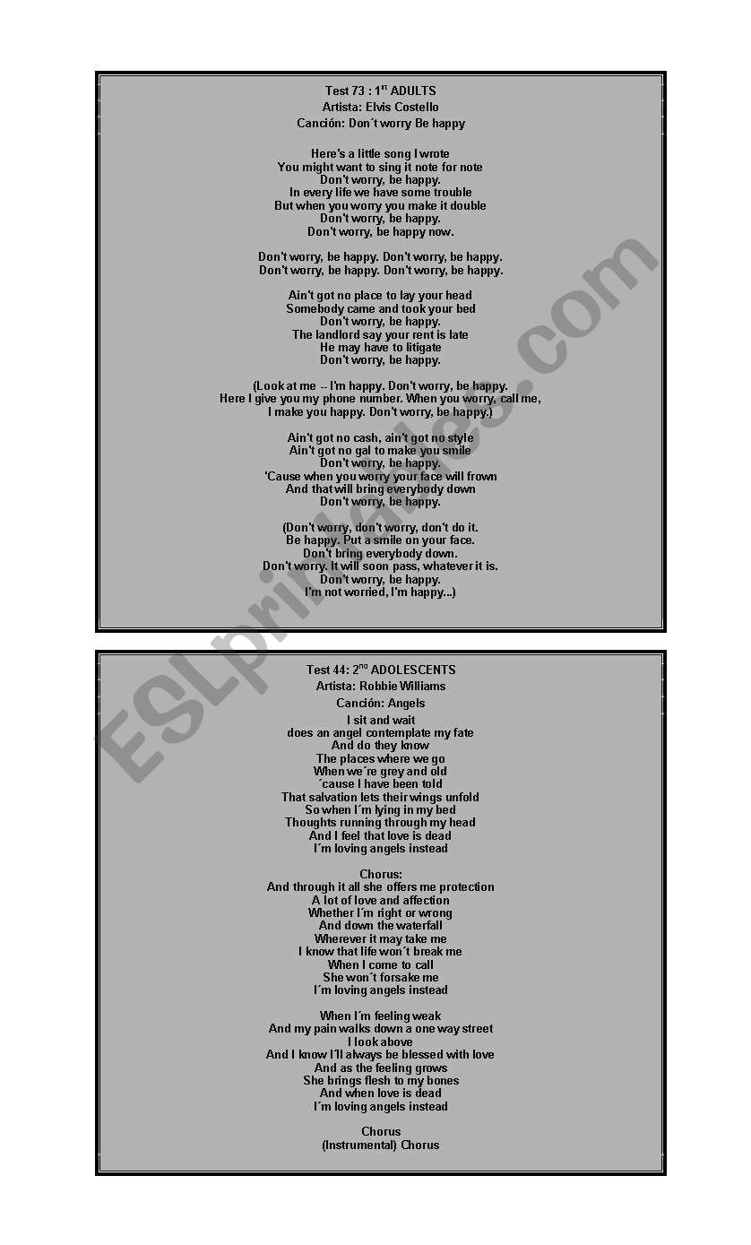 songs letters about songs worksheet