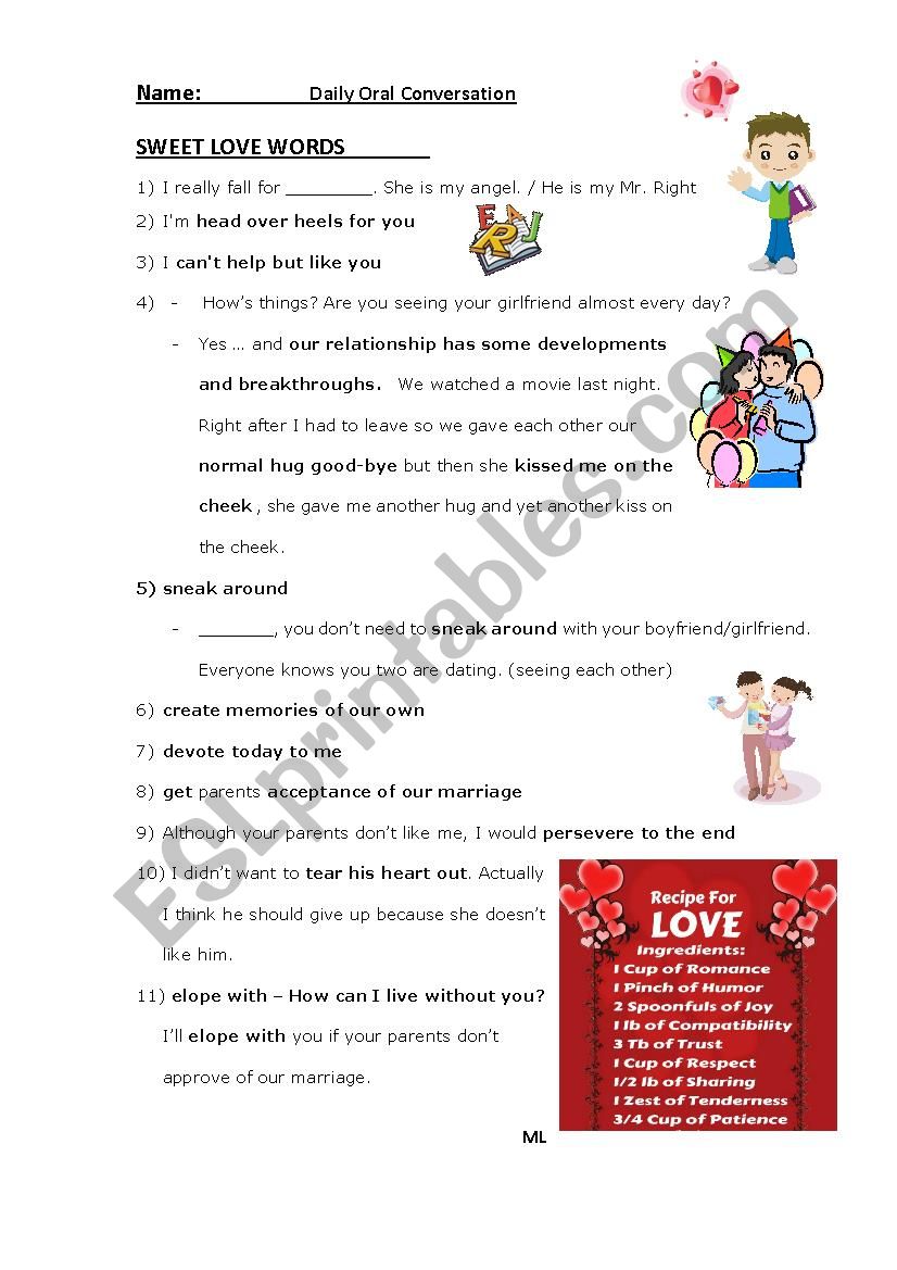 Daily Oral Conversation 2 - Sweet Love Words