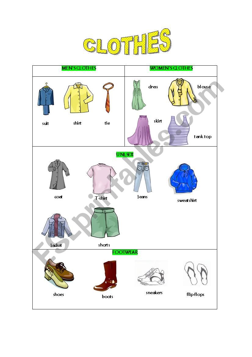 Clothes worksheet worksheet