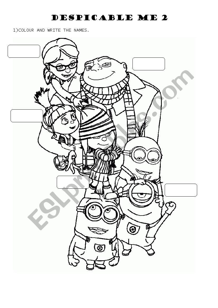 DESPICABLE ME 2 worksheet