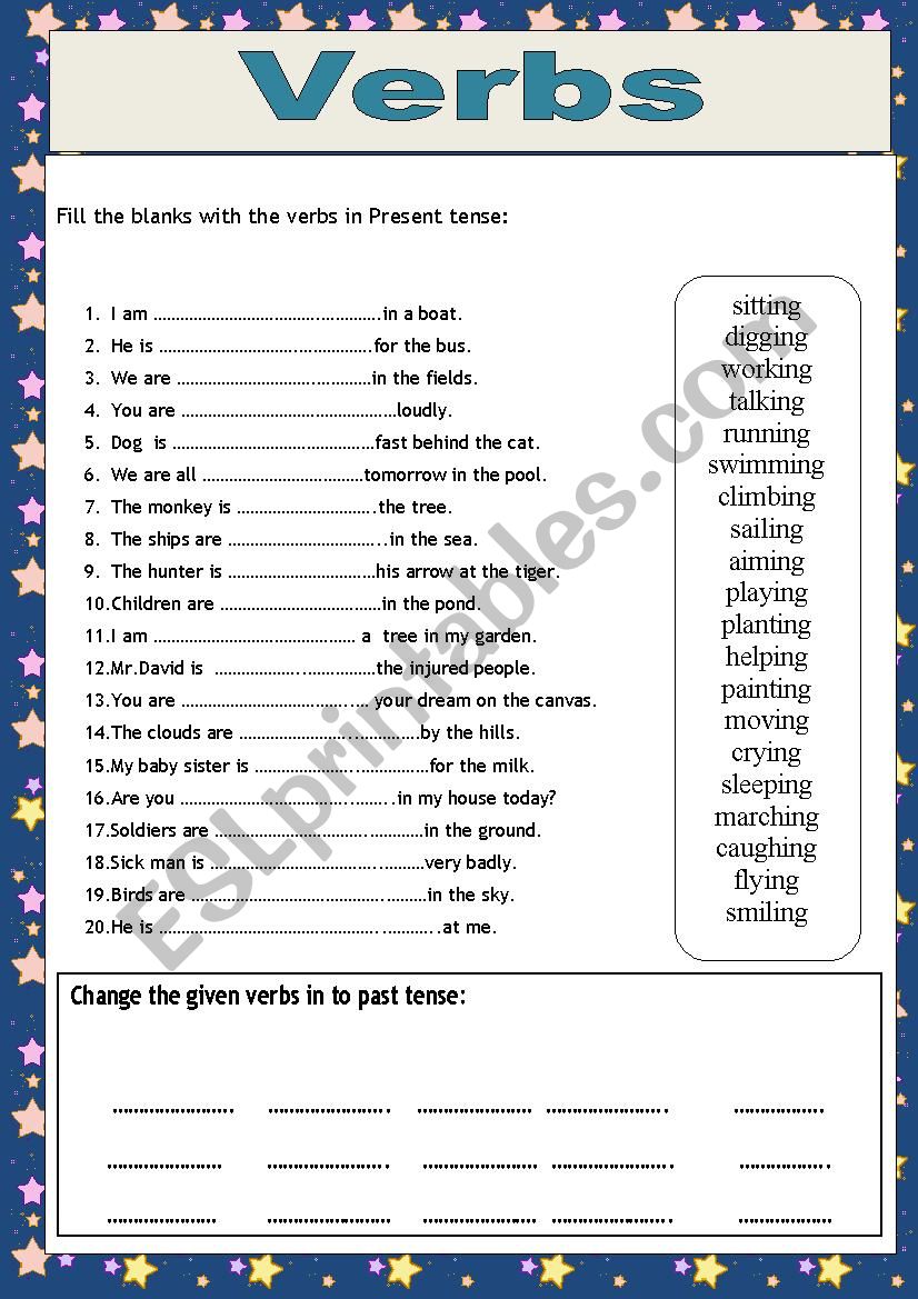 Verbs /Present Continuous worksheet