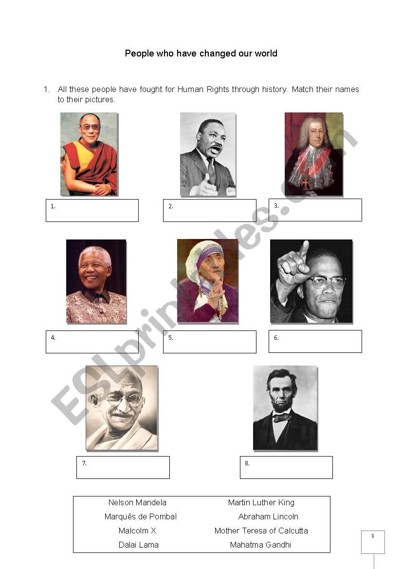 People who changed the world worksheet