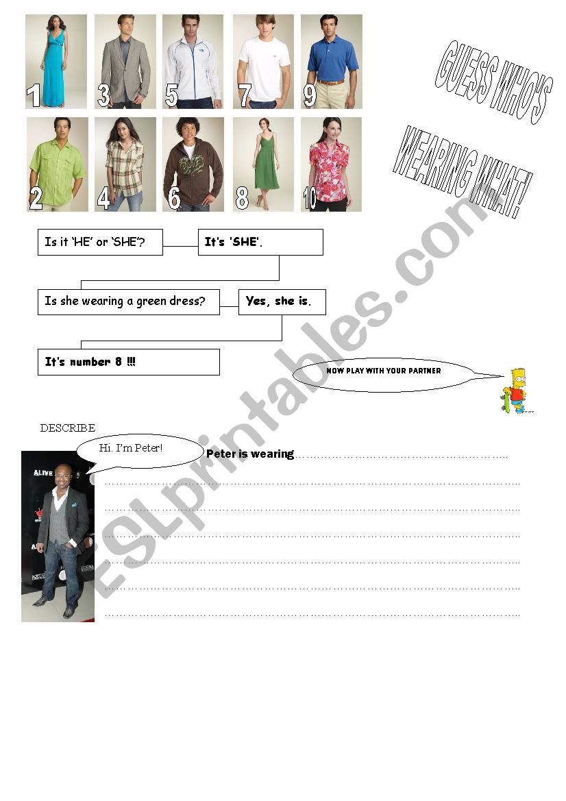 DESCRIBING CLOTHES worksheet