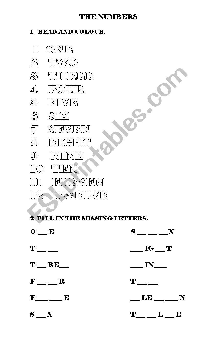 the numbers worksheet