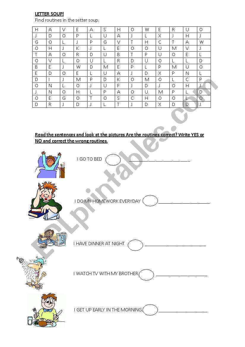 Routines fun! worksheet