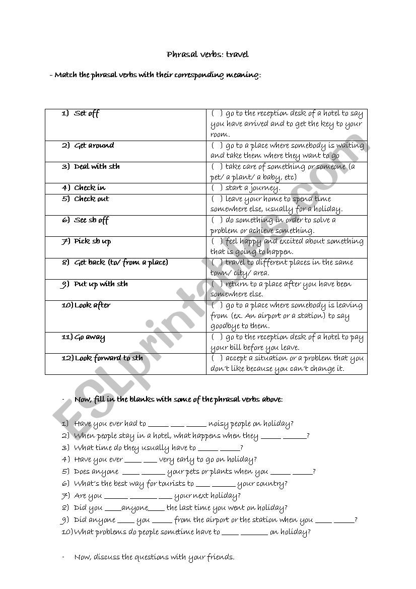 Phrasal verbs- travel (face2face intermediate)