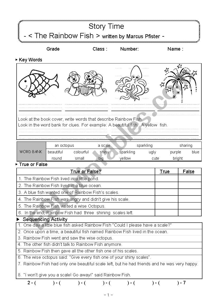 Rainbow Fish  worksheet