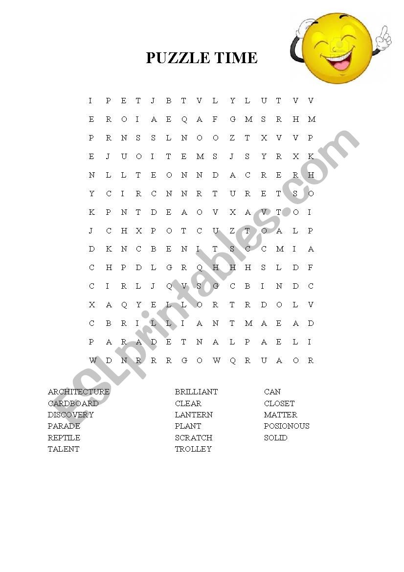 wordsearch puzzle for a2 level