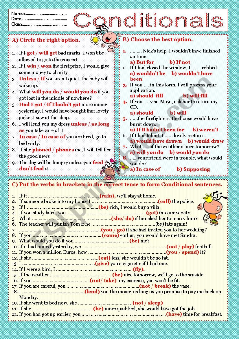 Conditionals - PRACTICE worksheet