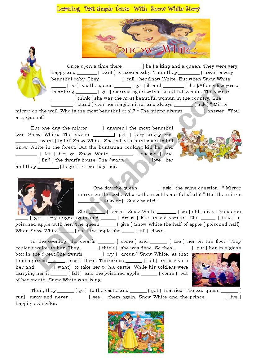 Past  Simple Tense from Snow White Story