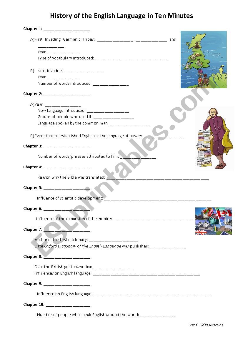 English Language History Worksheet