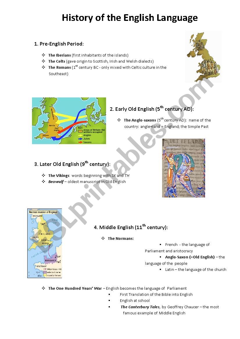 History of English Language worksheet