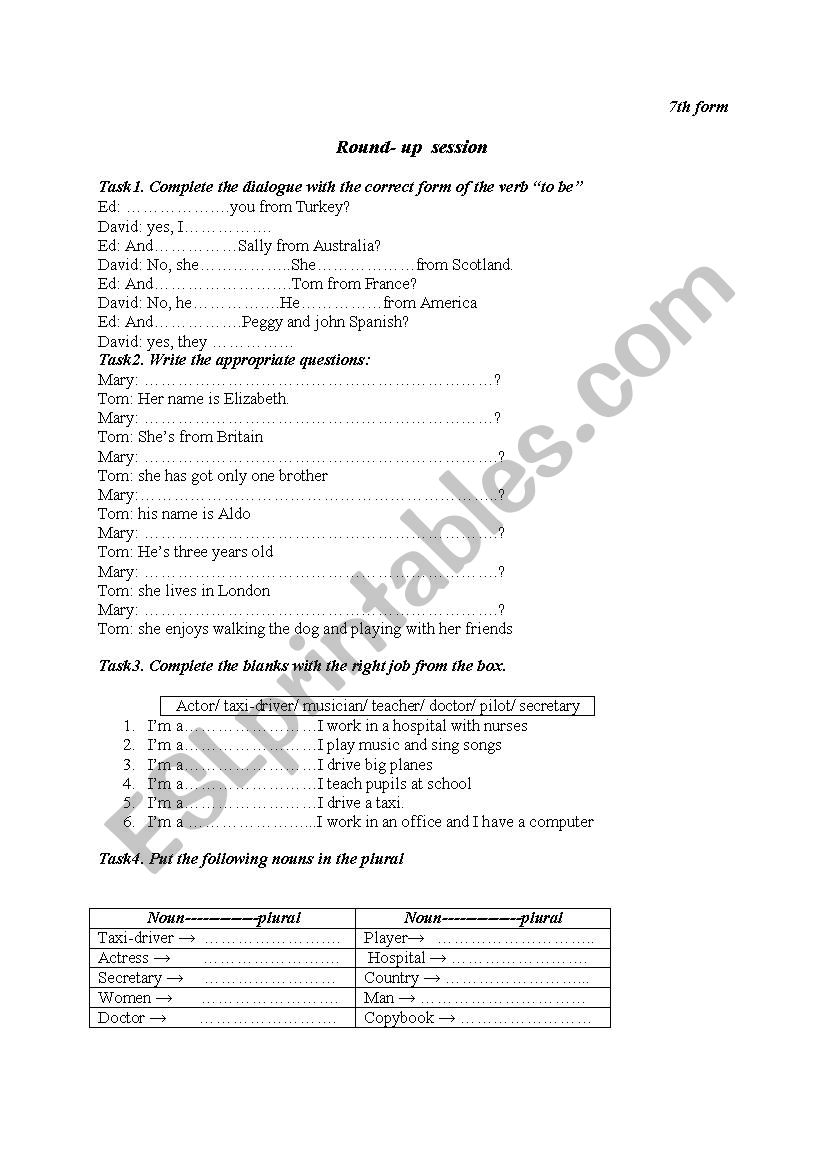 round-up session worksheet