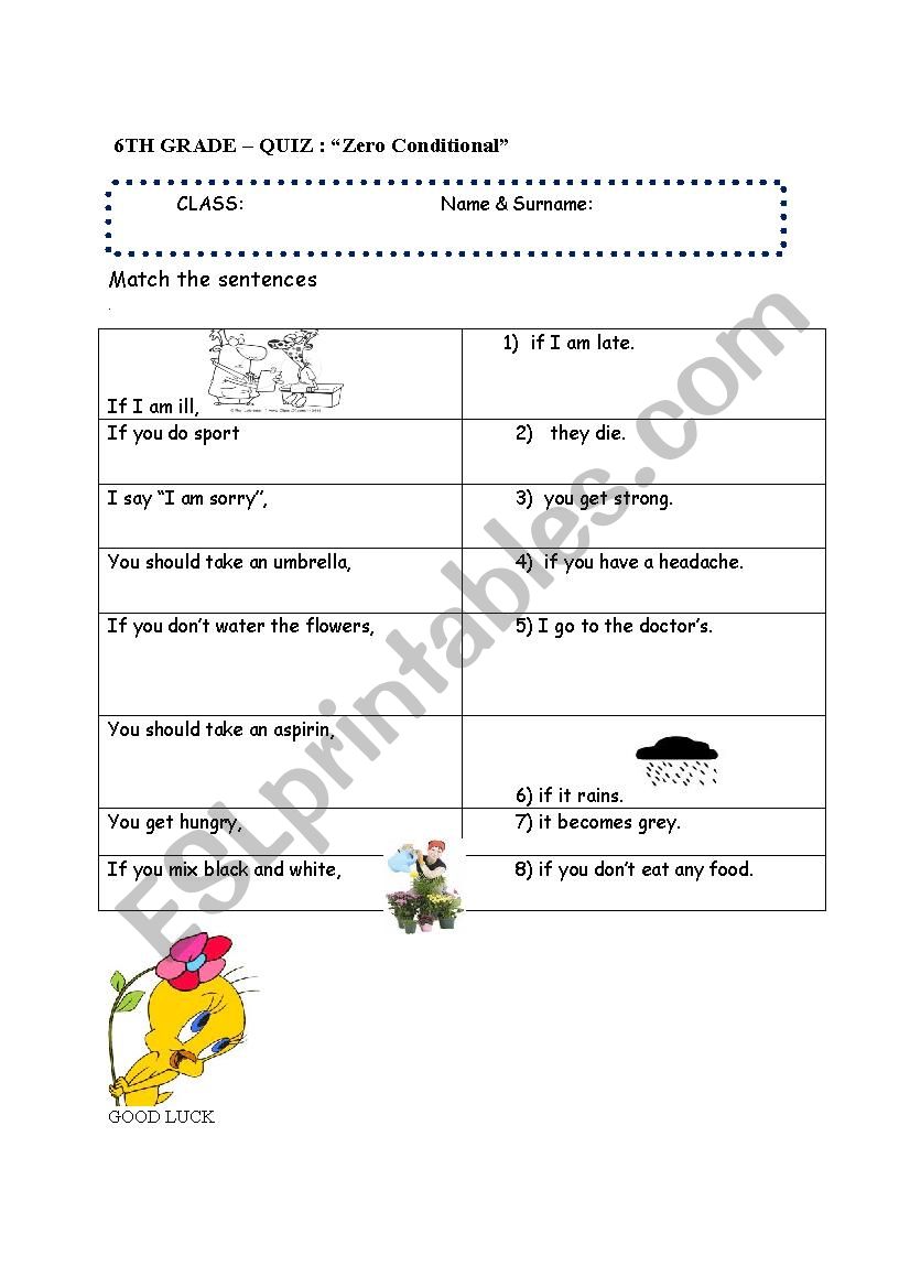 Zero Conditional worksheet