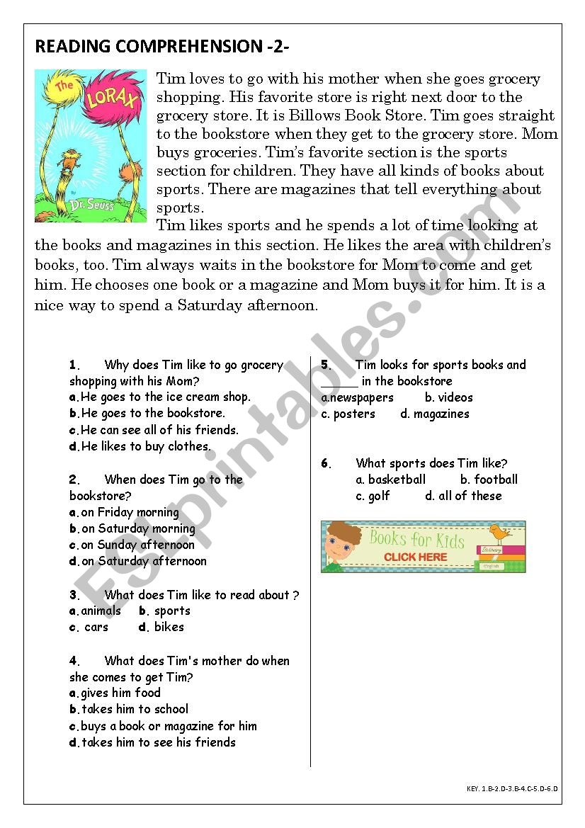 Reading Comprehension for beginner and Elementary Students 2