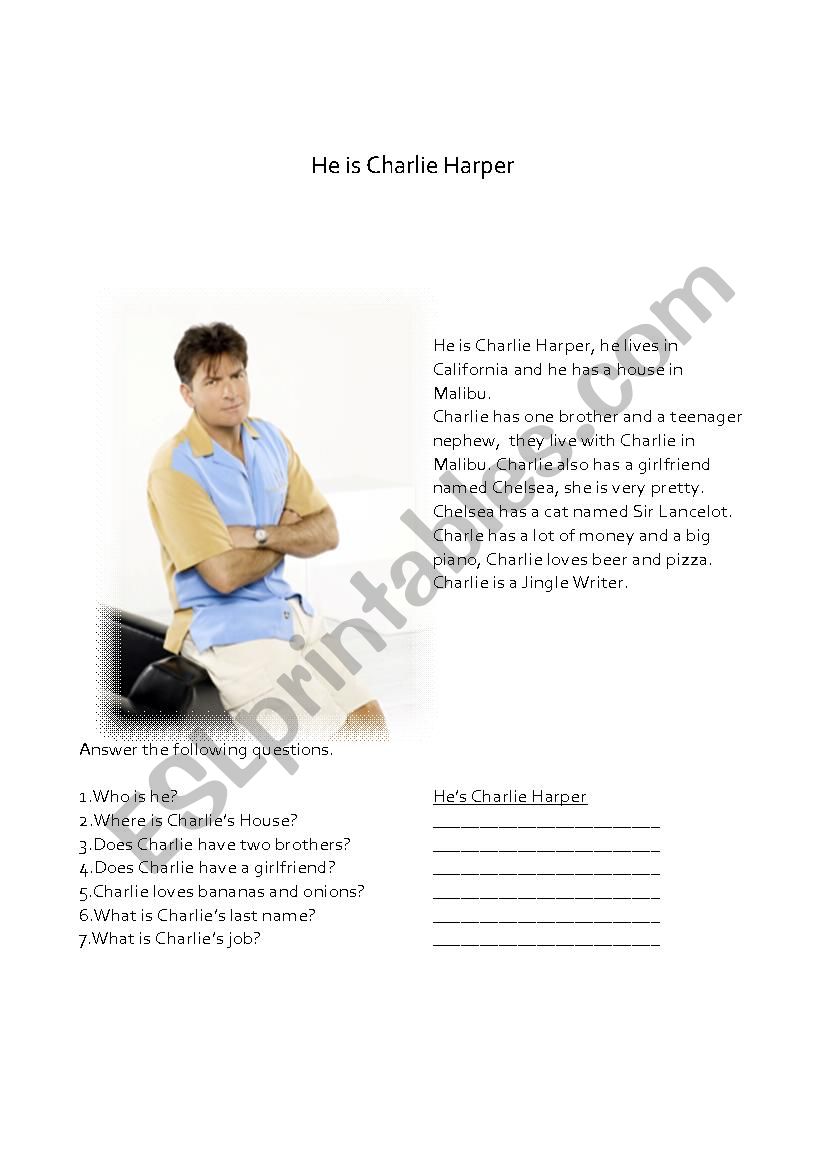Charlie Harper worksheet
