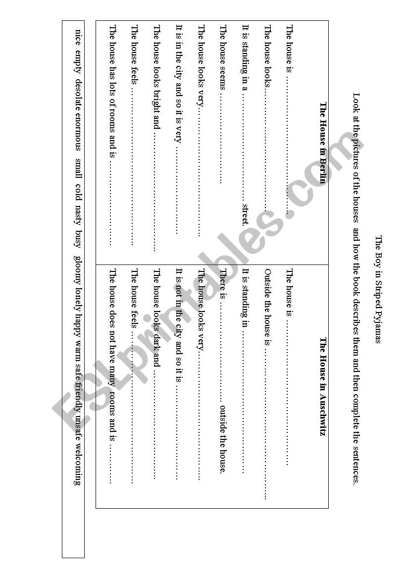 compare the Houses in The Boy with Striped Pyjamas