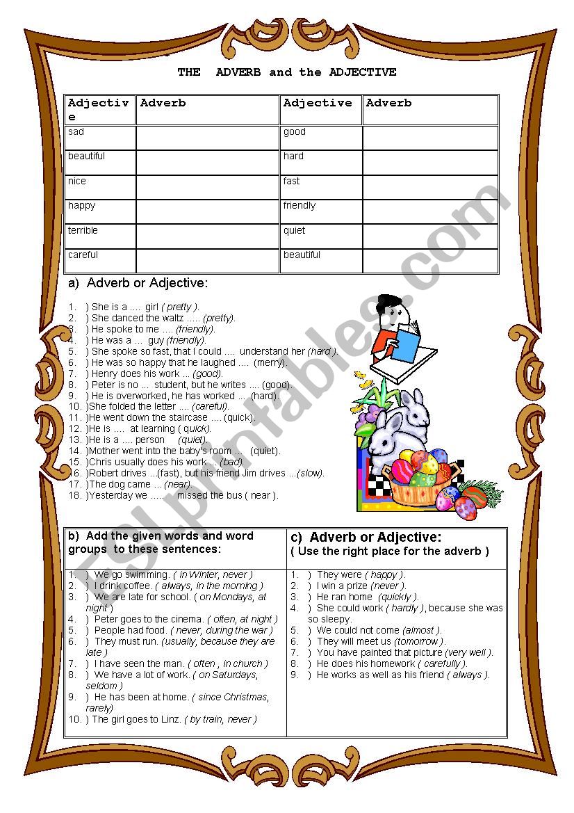 Adverb - Adjective worksheet