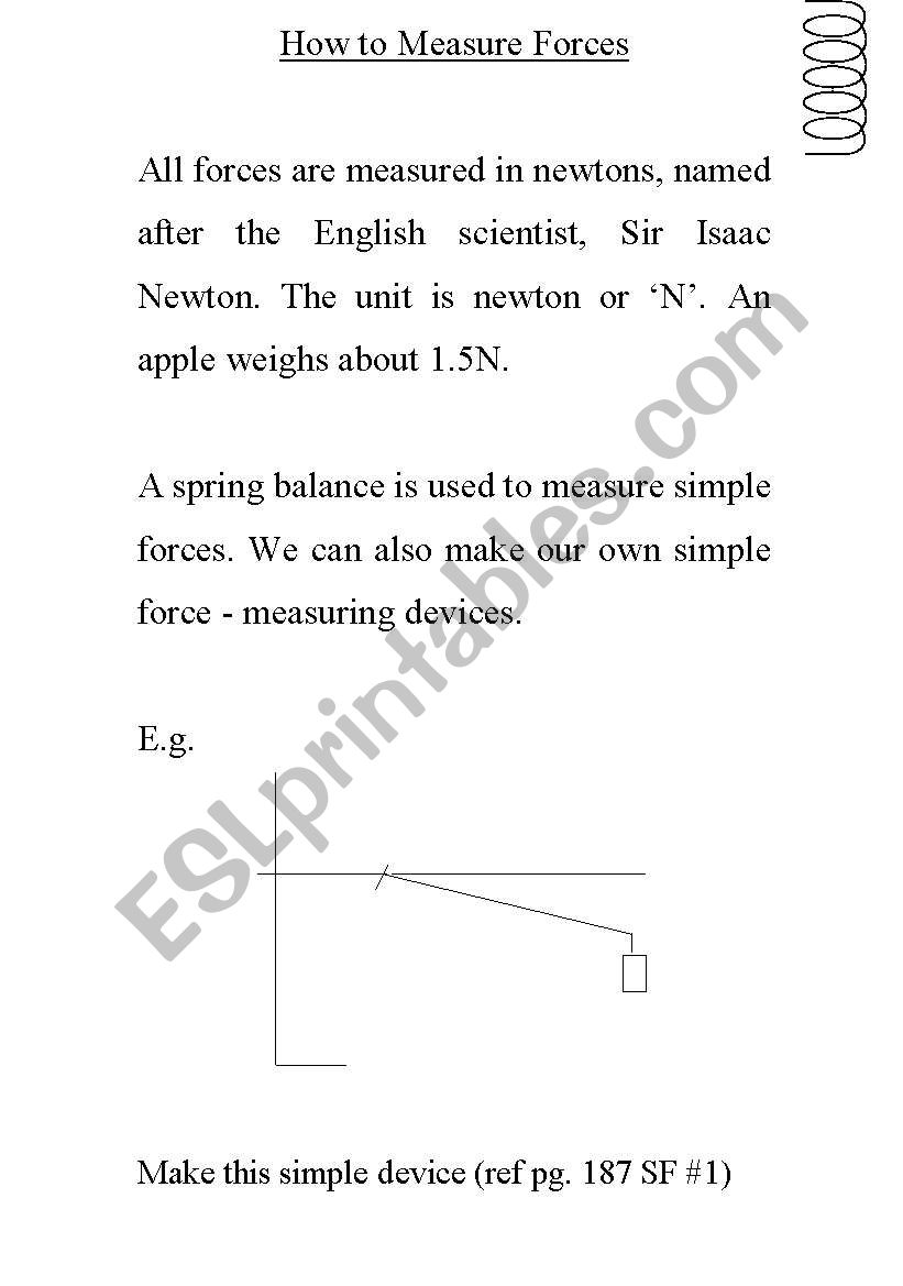 Measuring Forces worksheet