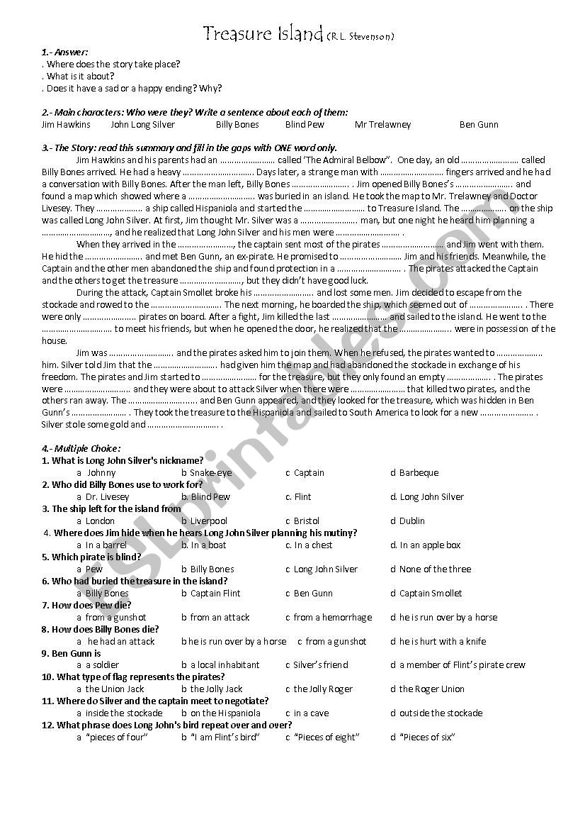 Treasure Island - Comprehension activities