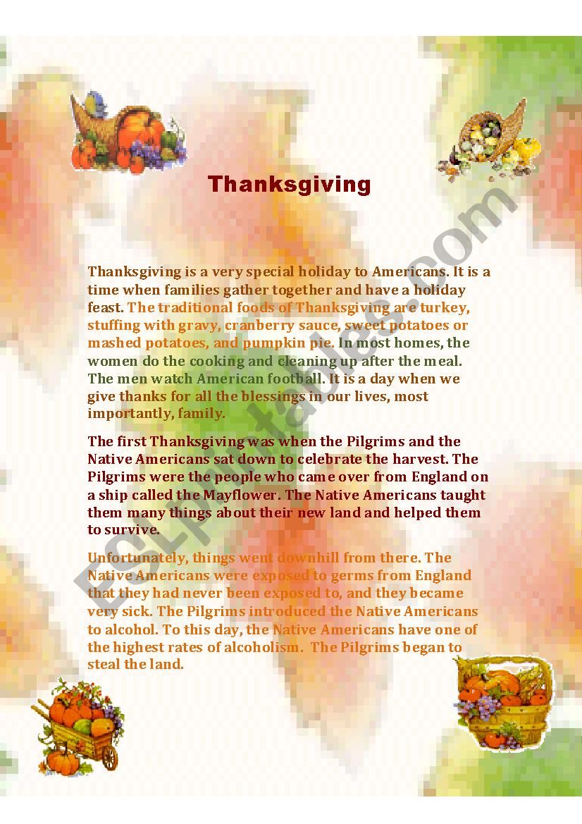 Thanksgiving in the United States (2 pages)