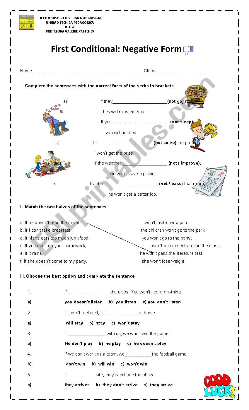 First Conditional Esl Worksheet By Valliepallie