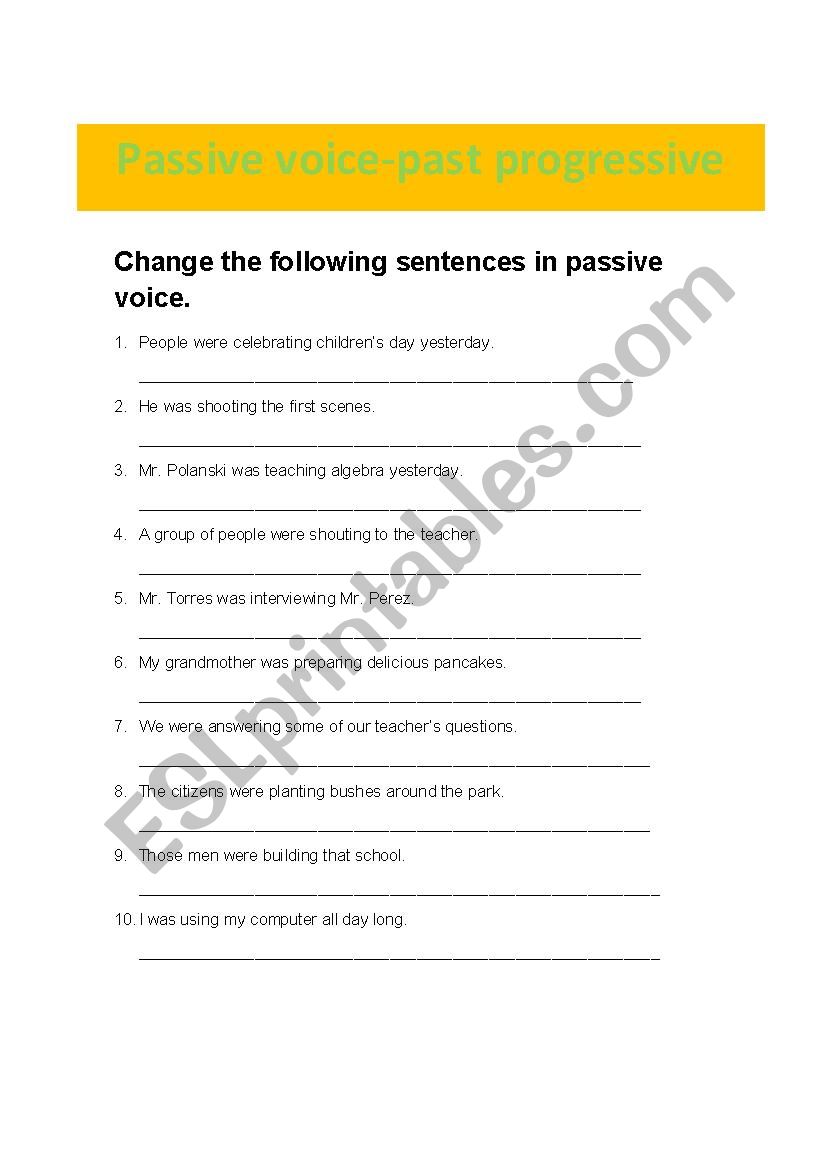 Past Progressive- Passive voice