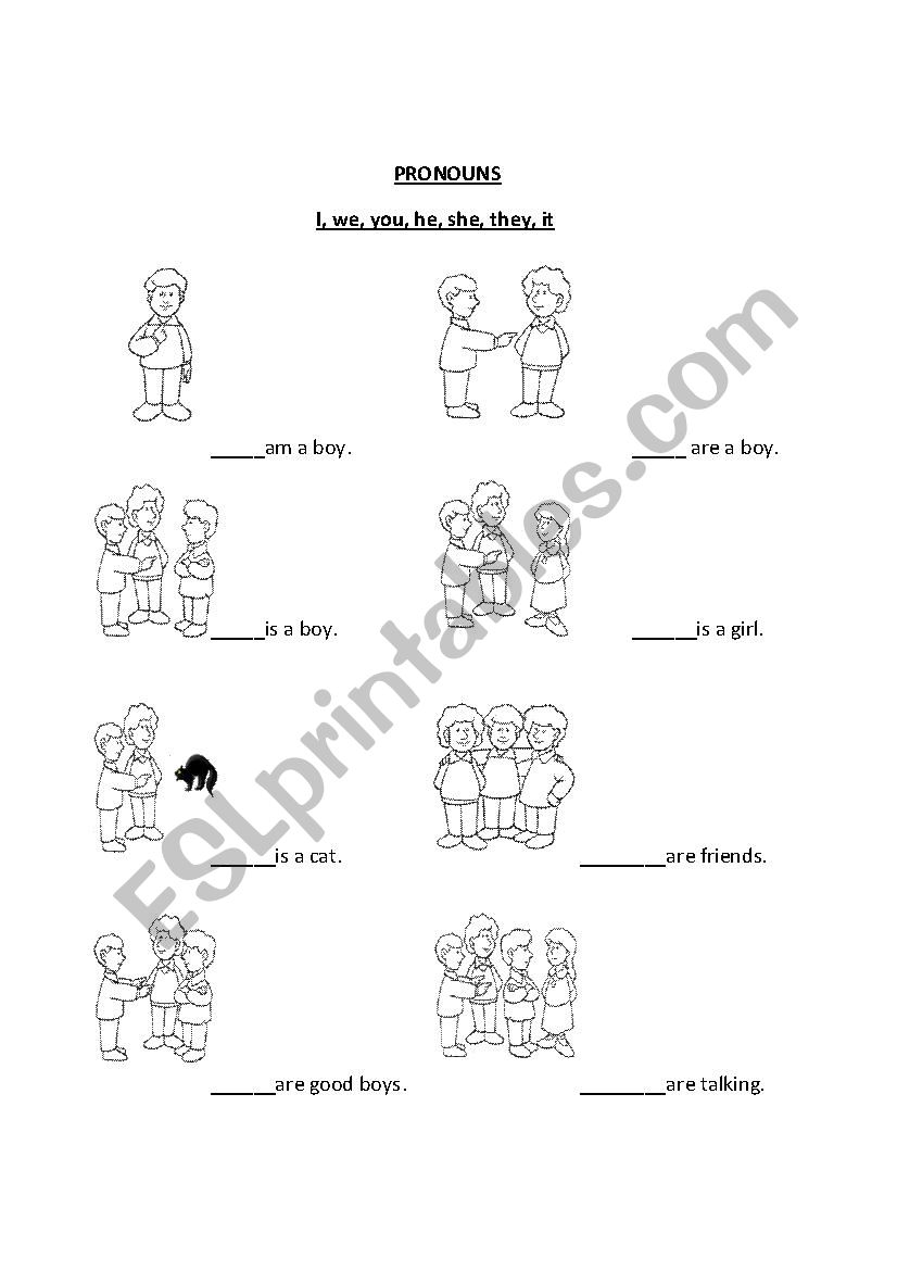 Pronoun for learners worksheet