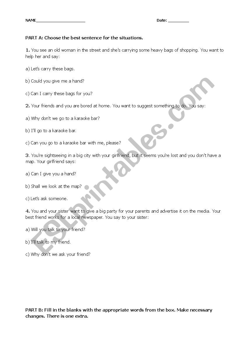 Vocabulary Forms worksheet