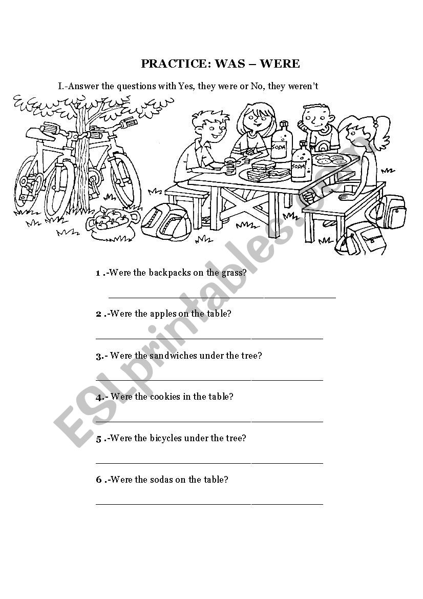 simple past: was - were worksheet