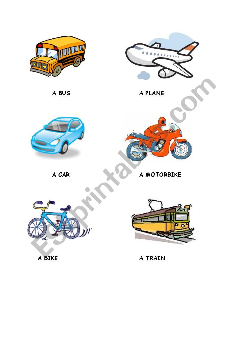 Transport flash- card worksheet