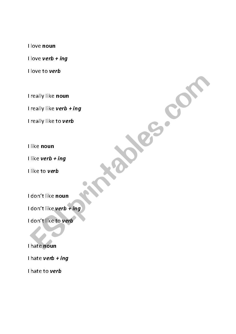 How much do you like...? worksheet