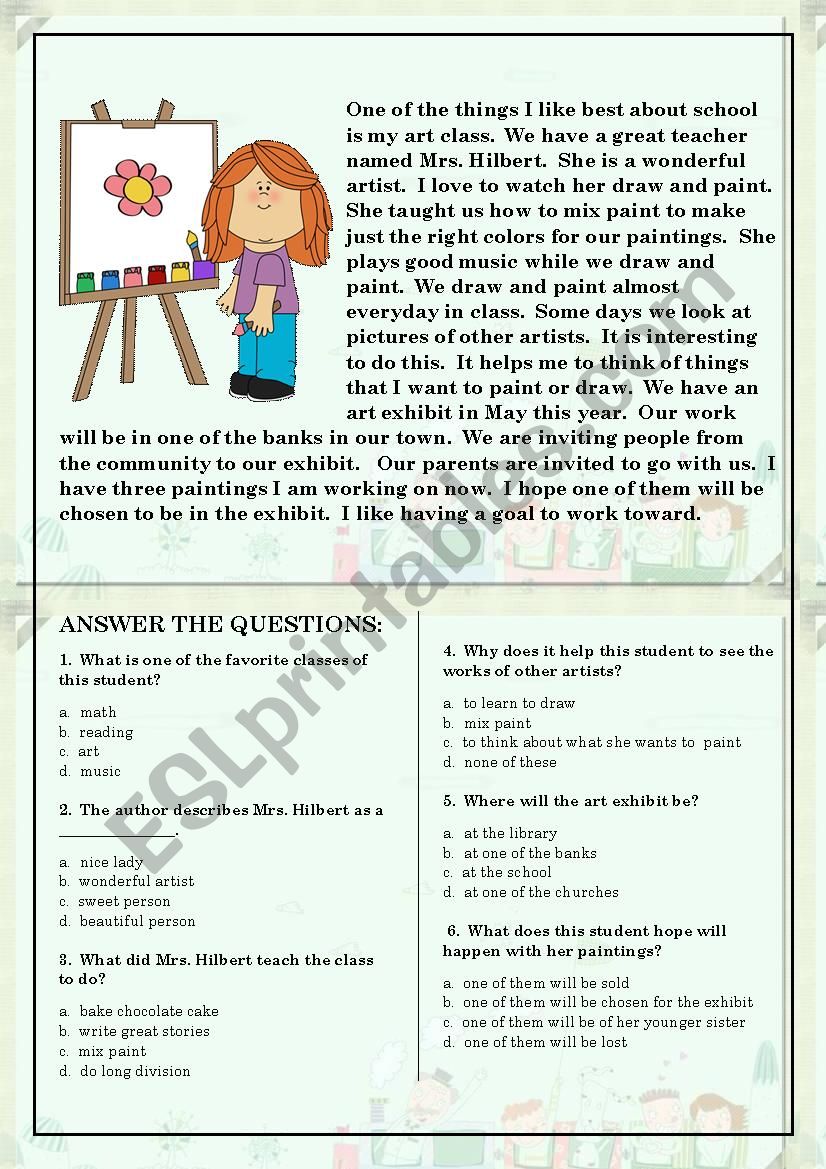 Reading Comprehension for beginner and Elementary Students 5