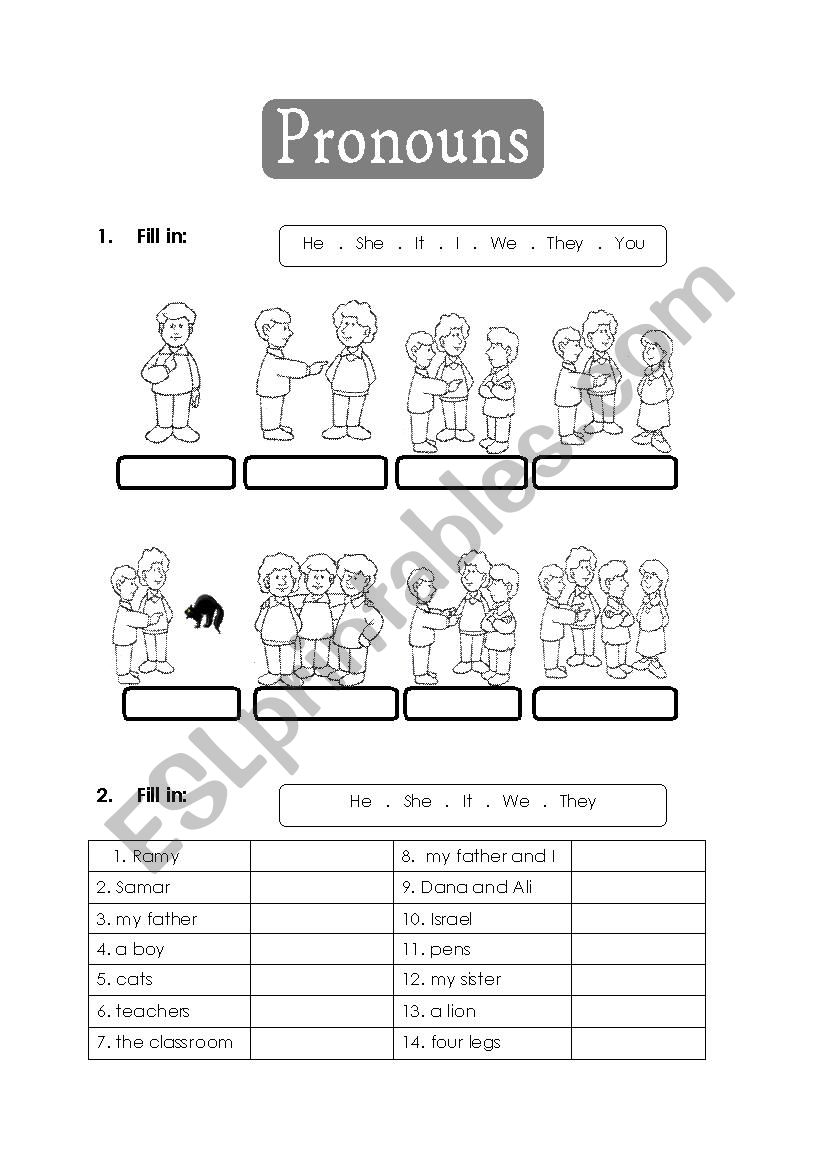 pronouns worksheet