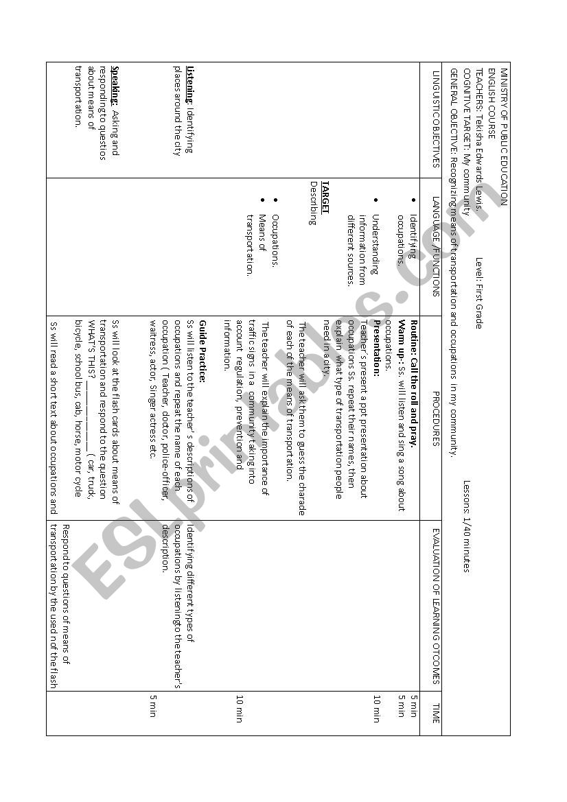 My community lesson plan worksheet