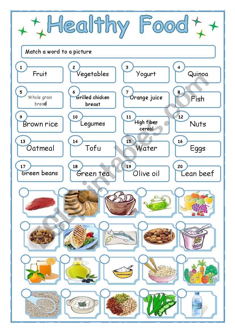 Healthy Food worksheet