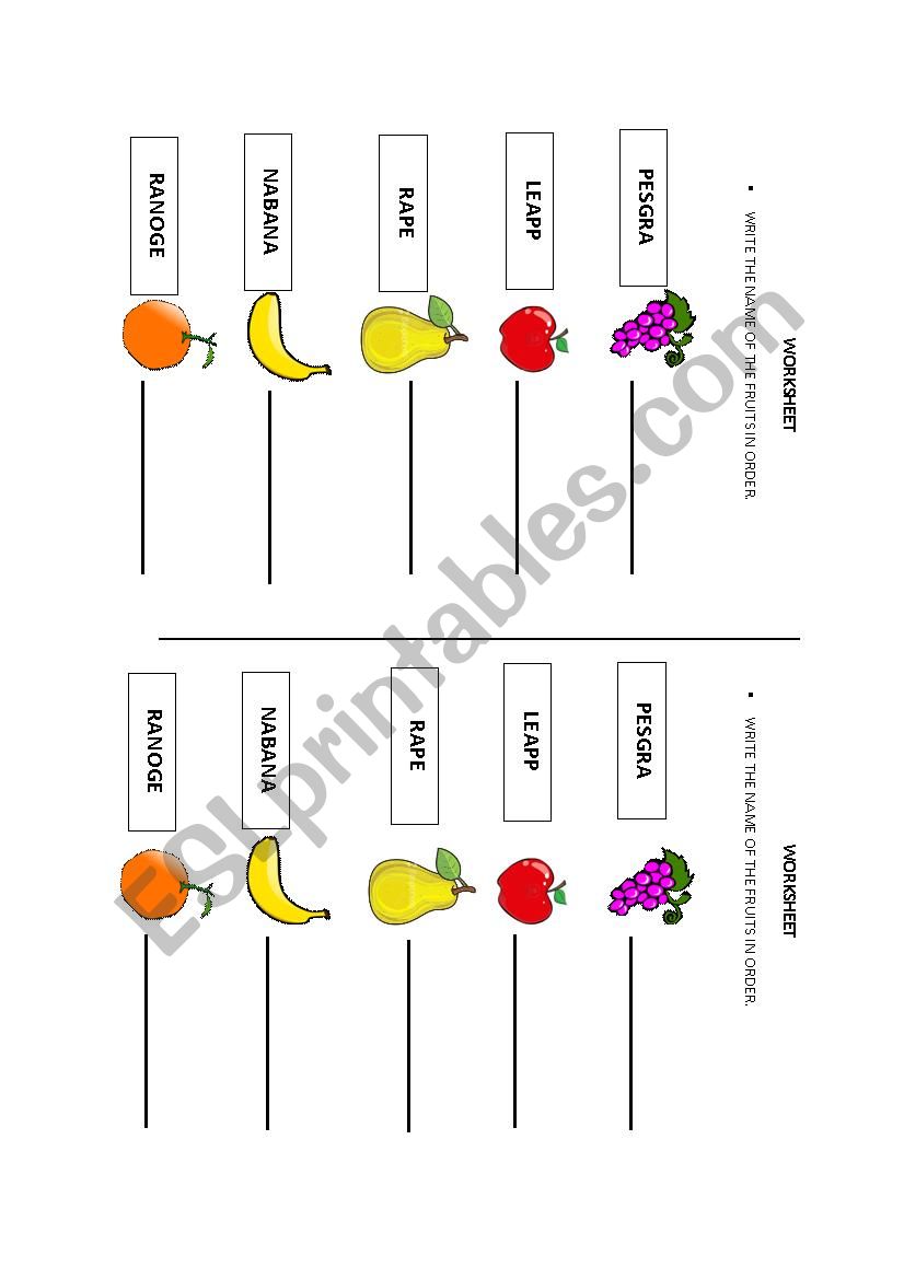 Fruits for kids worksheet