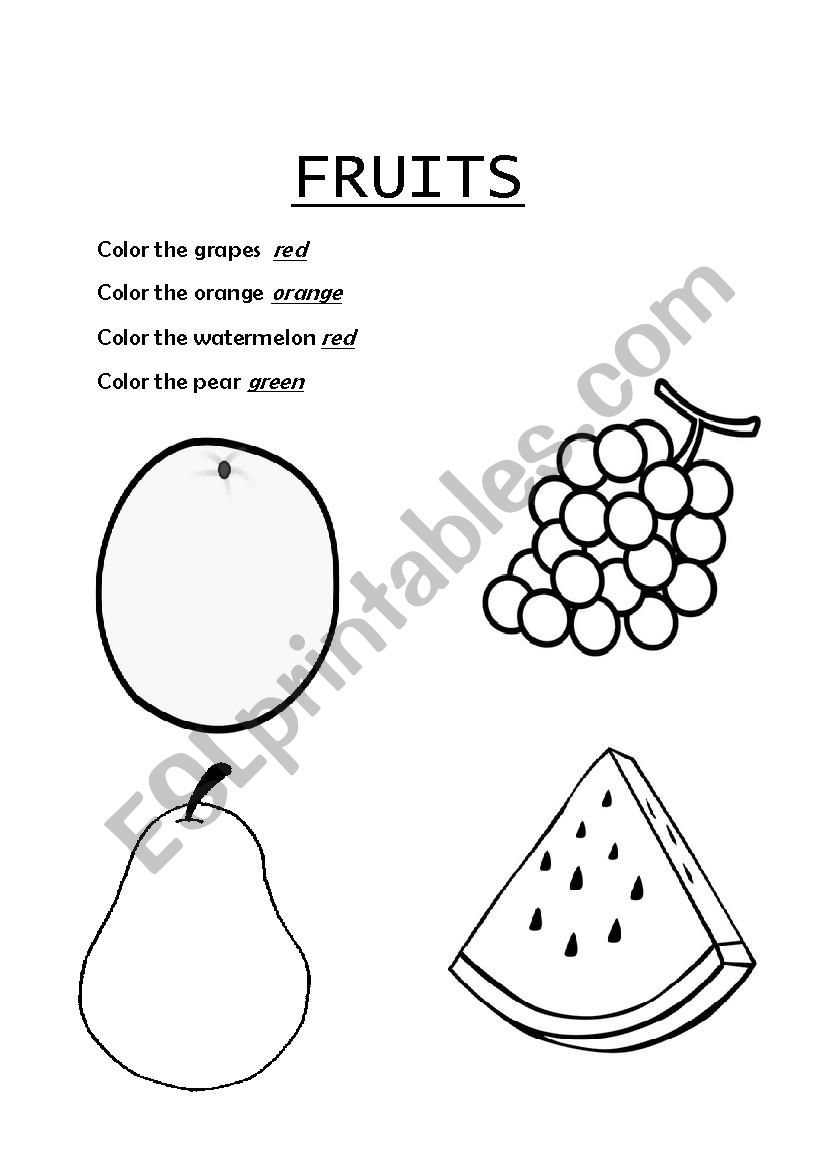 fruits worksheet