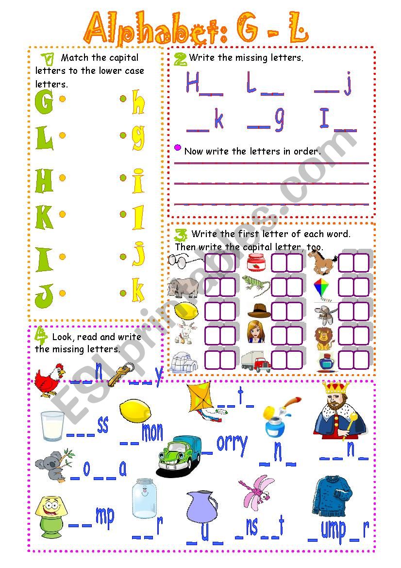 Alphabet Revision- Letters G - L